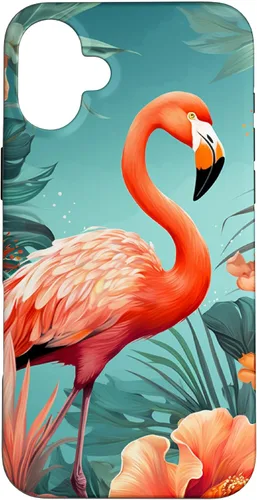 Vista 25 de Tropical Pink Flamingo Teal Orange Wildflower Palm Leaves Case for iPhone 17