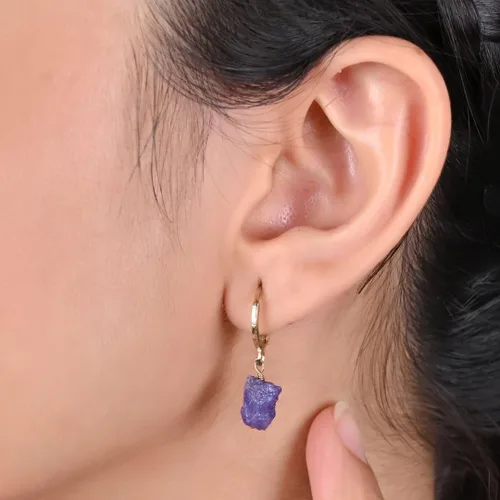 Vista 34 de Gempires Handmade Gemstone Hoop Earrings Raw Crystal Dangle Jewelry Hypoallergenic Gold Plated Lightweight Elegant Jewelry Gifts For Women
