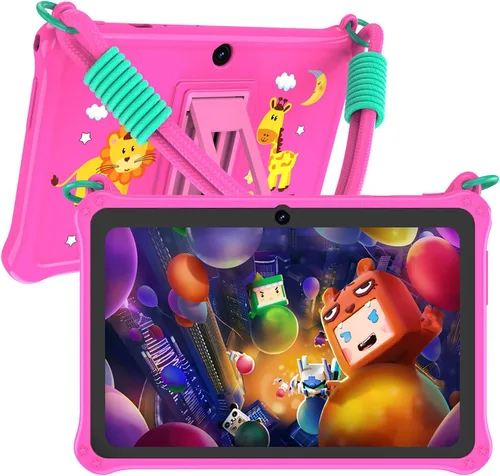 Vista 9 de PRITOM Tablet infantil de 7 pulgadas con cordón, tableta Android 13 de 32 GB con WiFi, cámara dual, educación, juegos, software para niños Azul
