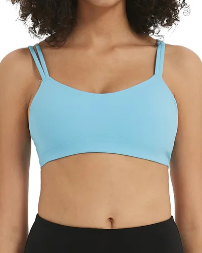 Vista 2 de Attifall Sujetador deportivo corto con copa BC, de bajo impacto, con correa de espagueti, para yoga, gimnasio, entrenamiento