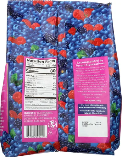 Vista 2 de Wymans Triple Berry, 3 libras (paquete de 1) - Arándanos silvestres, moras y frambuesas
