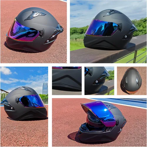 Vista 7 de Casco de motocicleta de cara completa para adultos, hombres y mujeres, casco de carreras aprobado por el DOT, casco de carreras de bicicleta