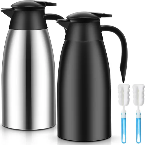 Vista 9 de Uiifan 2 Piezas Jarras Térmicas de 68oz con Aislamiento de Acero Inoxidable de Doble Pared Frasco al Vacío con Cepillos para Mantener Café y Té por