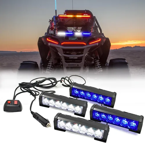 Vista 16 de 2 x 6 LED con 9 modos de advertencia para el tráfico - Luces estroboscópicas impermeables para auto, para interior, techo, salpicaderas, parabrisas