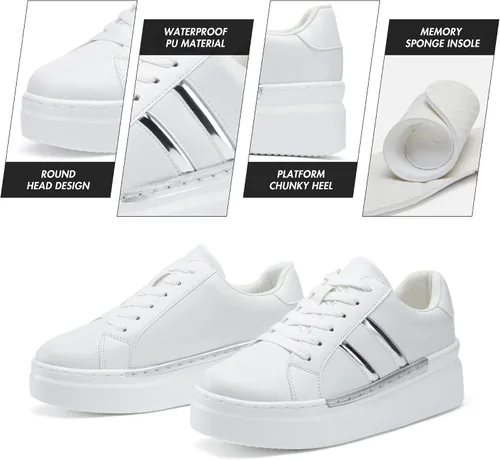 Vista 5 de Jeossy Tenis de moda con plataforma 8028 para mujer, zapatos casuales con cordones y soporte de arco