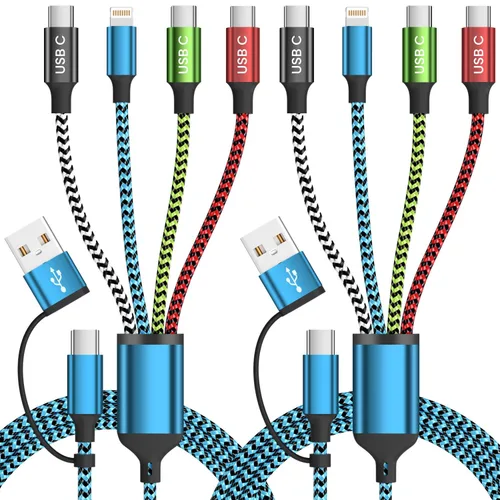 Vista 23 de Cable divisor USB C multi carga para múltiples dispositivos, cable de carga rápido 4 en 1, cable de carga de teléfono USB C trenzado con 4