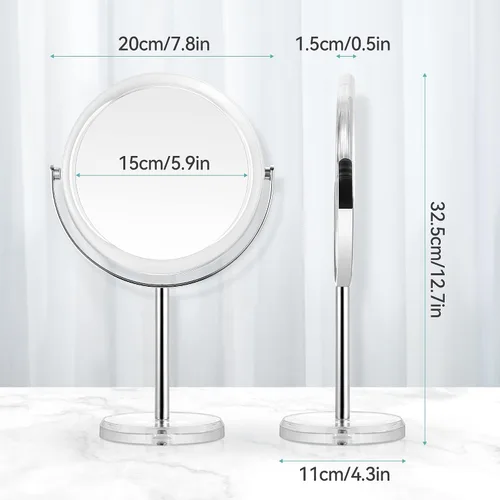 Vista 6 de MIYADIVA Espejo de maquillaje con aumento de 20X, espejo de aumento de doble cara 1X y 20X con soporte, espejo de tocador con aumento de mesa