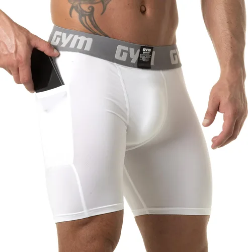 Vista 2 de GYM Pantalones cortos de compresión con bolsillo para teléfono