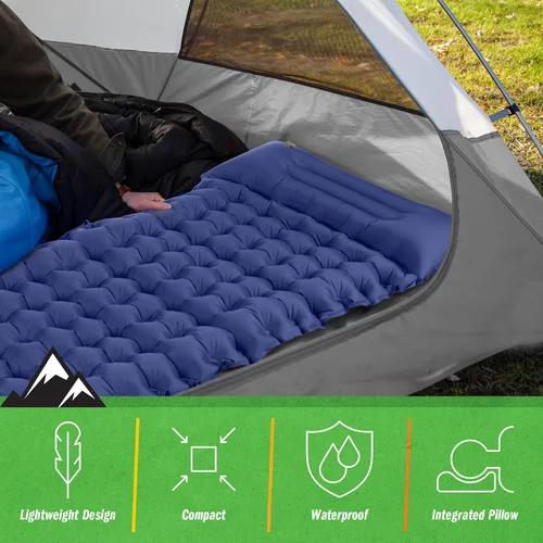 Vista 3 de Wakeman Outdoors - Colchoneta inflable con bomba de pie incorporada - Colchón impermeable para campamento - Equipo de campamento imprescindible por