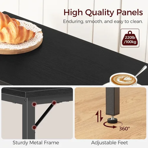 Vista 7 de MAHANCRIS Mesa de Bar Estrecha, Mesa de Pub de 160 cm para Sala de Estar, Mesas de Bar con Estructura de Metal Resistente, Mesa de Bar Conectable