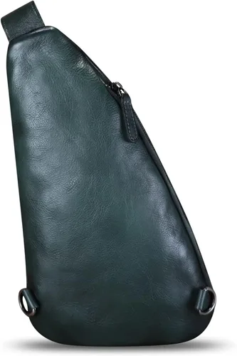 Vista 4 de Bolso de cuero genuino para mujeres y hombres, mochila de cuero vintage, bolso cruzado de hombro, Gris