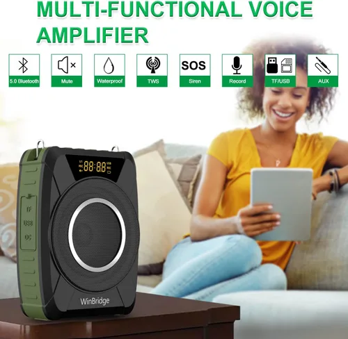 Vista 2 de Amplificador de voz impermeable con micrófono inalámbrico M801 20W Microphone with Speaker Portable Megaphone with Mic, Bluetooth Personal PA