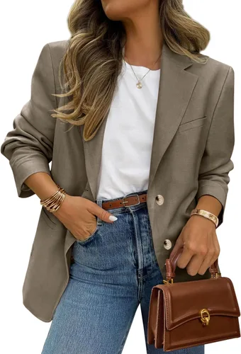 Vista 7 de PRETTYGARDEN Blazers 2026 para mujer casual de negocios Caqui oscuro