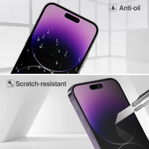 Vista 7 de ProCase Paquete de 2 protectores de pantalla de privacidad para iPhone 14 Pro Max 9H Anti Spy Dark Tempered Glass Screen Film Guard for iPhone 14
