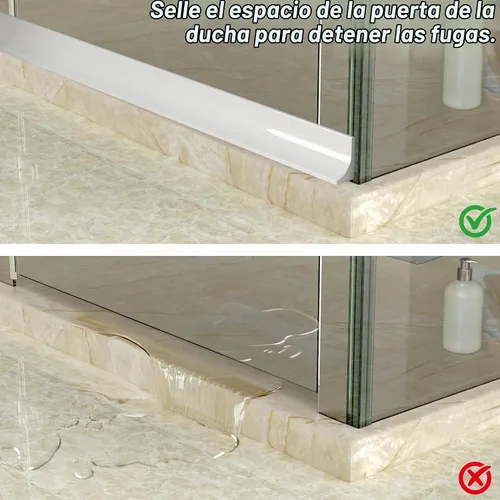 Vista 5 de Umbral de ducha de 39", represa de agua de ducha de silicona, protector de agua de ducha colapsible, sello inferior de puerta de ducha, protector
