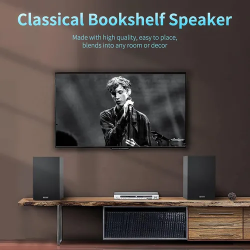Vista 6 de BESTISAN Altavoces de estantería alimentados de 4 pulgadas con graves profundos, altavoces de monitor de estudio Bluetooth 5.0, altavoces de audio