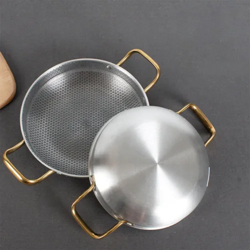 Vista 8 de Angoily Sartén antiadherente de acero inoxidable con forma de panal para mariscos, cangrejos de río y huevos, utensilios de cocina compatibles