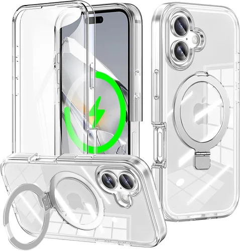 Vista 54 de Funda de cuerpo completo a prueba de golpes para iPhone 13 Pro con soporte magnético invisible [compatible con MagSafe] protector de pantalla