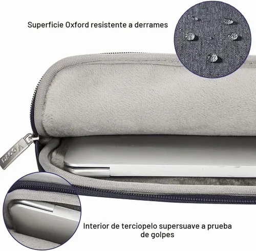 Vista 4 de Voova Bolsa para laptop de 13 14 pulgadas, funda impermeable para computadora con correas para el hombro y asa compatible con MacBook Air 13 Negro