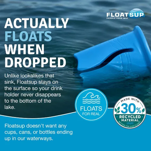 Vista 5 de Floatsup - Soporte para bebidas con diseño de copa, color azul Works with SUP & Kayak, Fits Cans and Bottles Up to 3" Wide, Secures Under Bungee