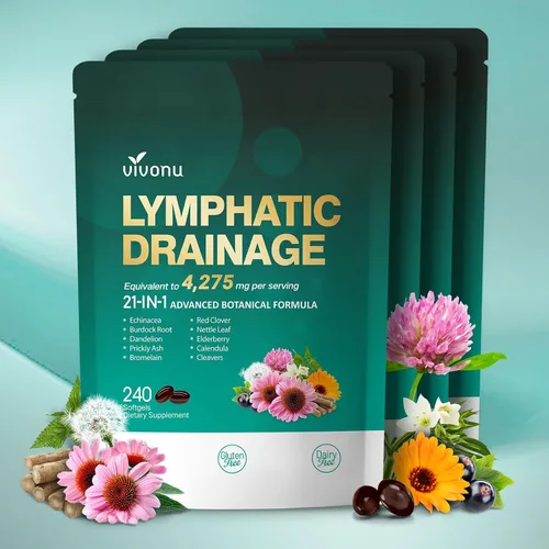 Vista 14 de Suplemento de drenaje linfático, 240 cápsulas blandas, suplemento de apoyo del sistema linfático de 4275 mg para mujeres y hombres, mezcla