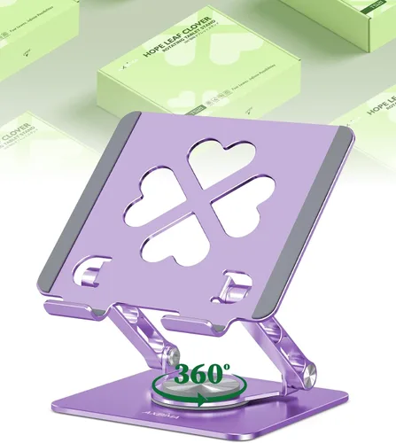Vista 10 de Soporte para tablet para iPad, soporte de escritorio de aluminio giratorio de 360° – Soporte de escritorio ajustable y plegable compatible con iPad