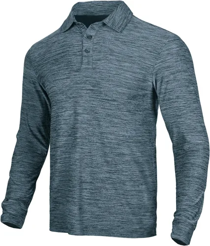 Vista 47 de NAVISKIN Camisas polo para hombre, de secado rápido, UPF 50, manga larga y corta, que absorben la humedad