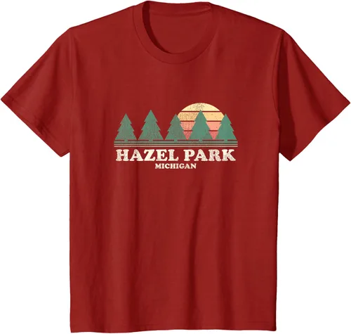 Vista 49 de Hazel Park MI - Camiseta vintage con diseño retro de los años 70, Azul / Patchwork, S
