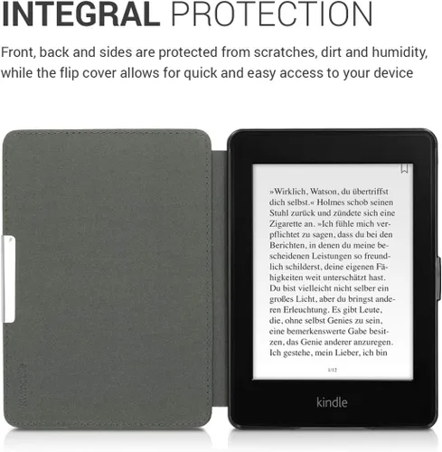Vista 4 de kwmobile Funda compatible con Amazon Kindle Paperwhite - Funda protectora de nailon para lector electrónico - Antracita