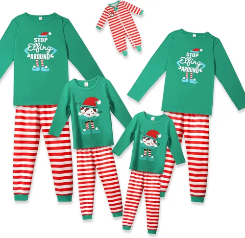Vista 2 de Little Bitty Pijamas de Navidad a juego para la familia, disfraces de Navidad para adultos, niños, bebés