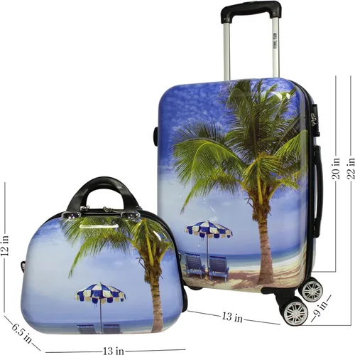 Vista 3 de World Traveler Palm Tree Hardside - Juego de equipaje giratorio de 2 piezas, tamaño único, Palm Tree, Juego de equipaje giratorio de mano de 2