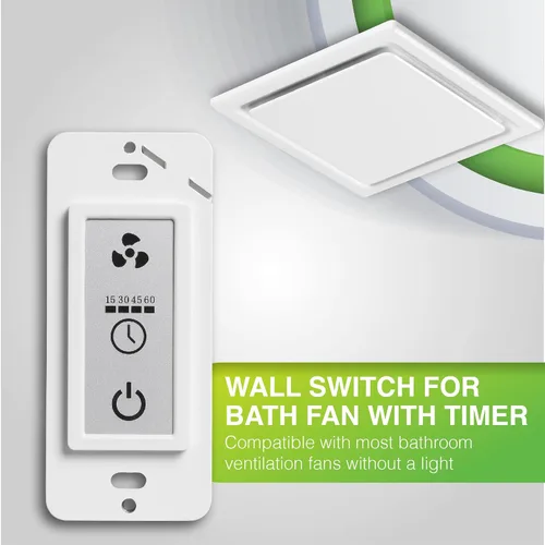 Vista 8 de Homewerks 7150-11 - Interruptor de control LCD para ventilador de baño con temporizador para interruptor de 2 funciones