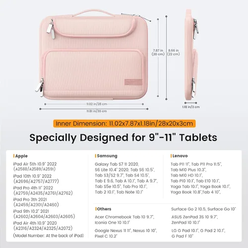 Vista 3 de MoKo Funda para tablet de 9 a 11 pulgadas, compatible con iPadAir 5/4th 10.9, iPadPro de 11 pulgadas, iPad 9/8th 10.2, iPad 10th 10.9, Tab S8/S9 11