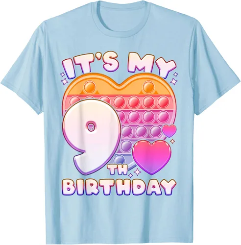 Vista 76 de Pop-it Birthday Girl 9 años de edad, Push it Pop Fidget Bubble Camiseta, Negro
