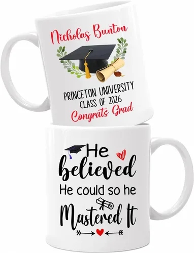 Vista 16 de Taza de viaje de graduación personalizada, Trust Me I Have A Master's Degree Destiny - Taza de café blanca, taza de café de graduación de 11 onzas