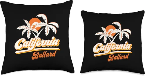 Vista 3 de Ballard California 70s Retro Sun Palm Trees Souvenir Throw Pillow