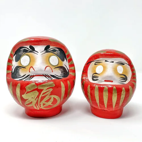 Vista 5 de Muñeca Daruma, fabricada en Japón, 4.7 pulgadas, buena suerte y buenos deseos (rojo)