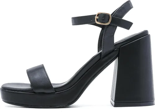 Vista 4 de Gufobela Sandalias de plataforma para mujer, sandalias de tacón grueso con puntera abierta, tacones altos, para noche, boda, fiesta, baile, verano