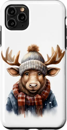 Vista 13 de Cute Moose with Winter Hat & Scarf Case for iPhone 17