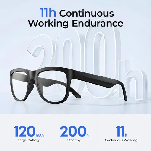 Vista 5 de Lentes inteligentes de traducción Bluetooth AI, lentes inteligentes con más de 140 idiomas traducción en línea y lente de cambio de color, micrófono