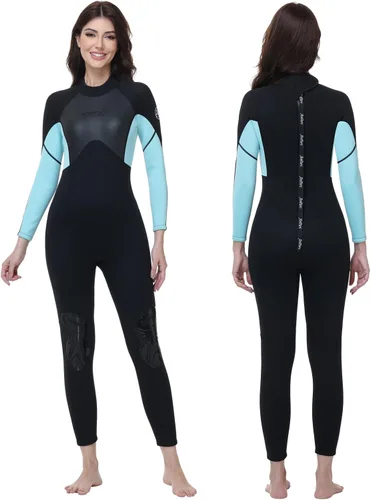 Vista 8 de Traje de neopreno de 0.118 pulgadas para mujer, natación en agua fría con cremallera trasera, adecuado para buceo, natación, surf, esnórquel y otros