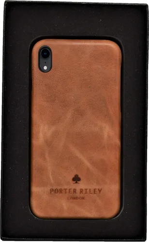 Vista 4 de Porter Riley - Funda de cuero para iPhone XR. Funda delgada de cuero genuino premium (bronceado)