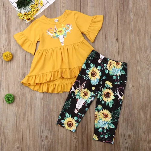 Vista 6 de Ropa de otoño para niña, de manga larga, con volantes, con estampado de leopardo, con diadema, 3 piezas de trajes de invierno