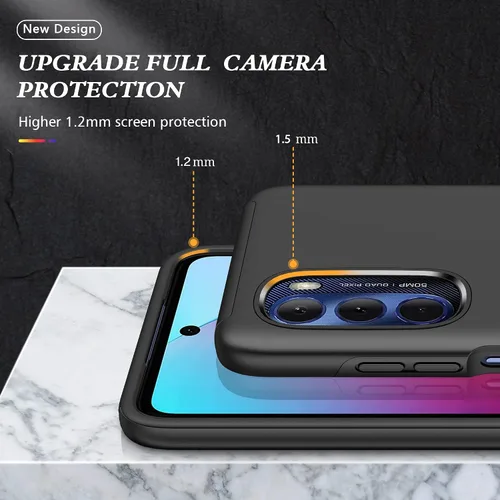 Vista 8 de Funda para Moto G Stylus 5G 2022 con película nano a prueba de explosiones, paquete de 2, funda invisible de grado militar (negro)