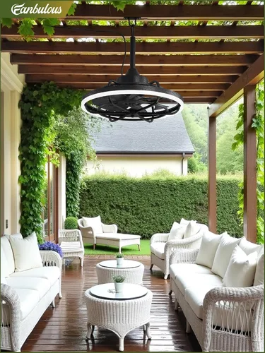 Vista 8 de Fanbulous Ventiladores de Techo para Exteriores con Luz para Patios, Ventilador de Techo Enchufable de 20" Resistente a la Intemperie, Ventilador