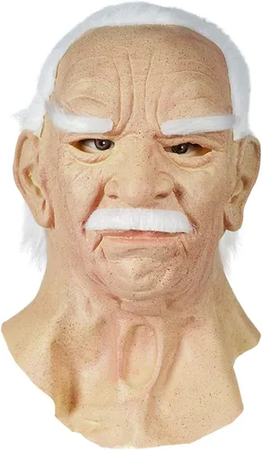 Vista 7 de Máscara realista de hombre anciano, cubierta facial de Halloween, máscara de látex visible para la cabeza, máscara novedosa para disfraz de fiesta