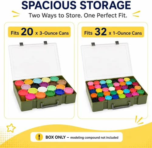 Vista 2 de FULLCASE Case for Play-Doh Modeling Compound 20-Pack Case of Colors 3-Ounce Cans,Storage Box Organizer Container Holds 32-Pack of 1-Ounce Modeling