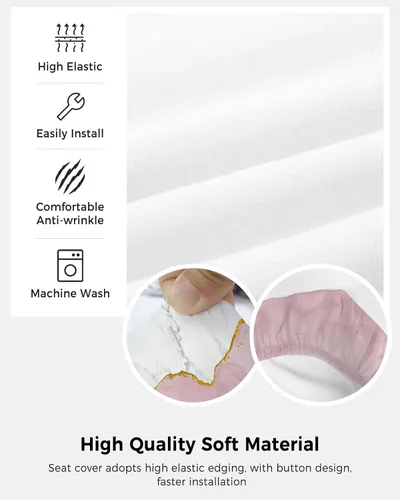 Vista 5 de Vandarllin Funda para silla de oficina, color oro blanco, rosa, elástico, universal, para computadora, escritorio, ágata de mármol abstracto