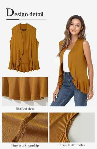 Vista 5 de Xeoxarel Cárdigan sin mangas para mujer con frente abierto (S-3XL)