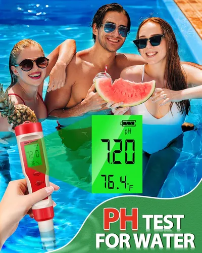 Vista 5 de Medidor de pH 4 en 1, medidor de pH para agua, probador digital de pH 0.01 de alta precisión con rango de medición de pH 0-14, temperatura de pH TDS